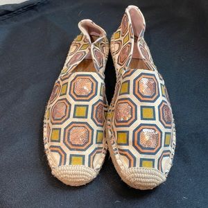 NWT Tory Burch Octagon Square Canvas Ballet Slip On Flats - 9.5